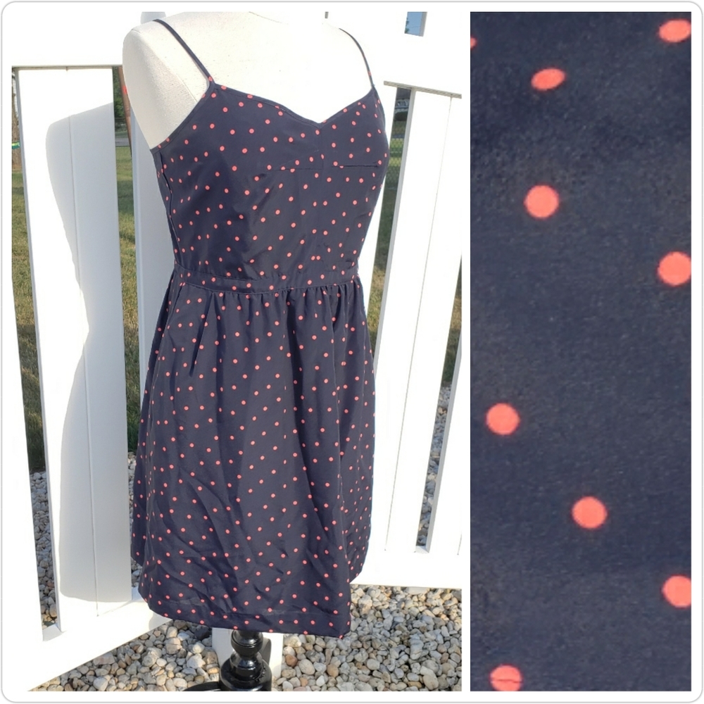J. Crew Blue Red Polka Dot Sweetheart Sundress